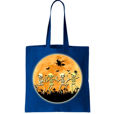 Spooky Dancing Skeleton In A Graveyard Witch Moon Halloween Gift Tote Bag