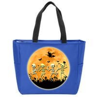 Spooky Dancing Skeleton In A Graveyard Witch Moon Halloween Gift Zip Tote Bag