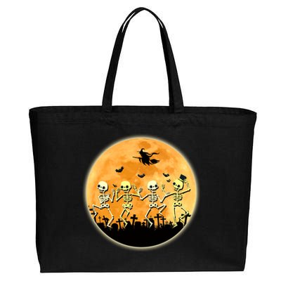 Spooky Dancing Skeleton In A Graveyard Witch Moon Halloween Gift Cotton Canvas Jumbo Tote