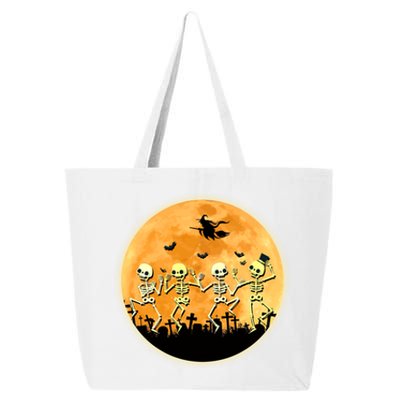 Spooky Dancing Skeleton In A Graveyard Witch Moon Halloween Gift 25L Jumbo Tote