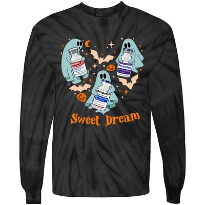 Sweet Dream Spooky Nurse Halloween Cute Ghost Tie-Dye Long Sleeve Shirt