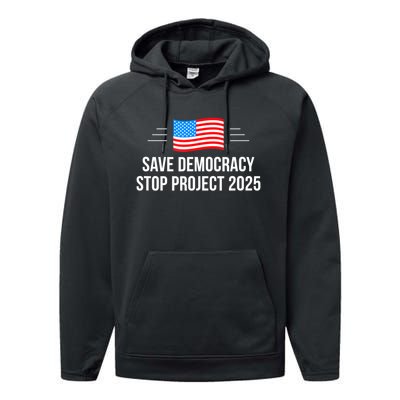 Save Democracy Stop Project 2025 Performance Fleece Hoodie