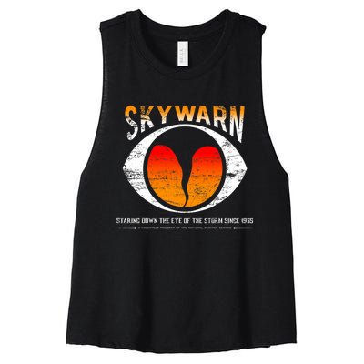 Skywarn Distressed Women's Racerback Cropped Tank