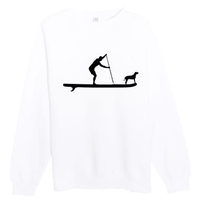 SUP Dog Stand Up Paddle Board Paddling Surf Surfing Premium Crewneck Sweatshirt