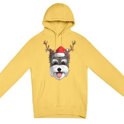 Schnauzer Dog Santa Claus Hat Christmas Xmas Reindeer Gift Premium Pullover Hoodie