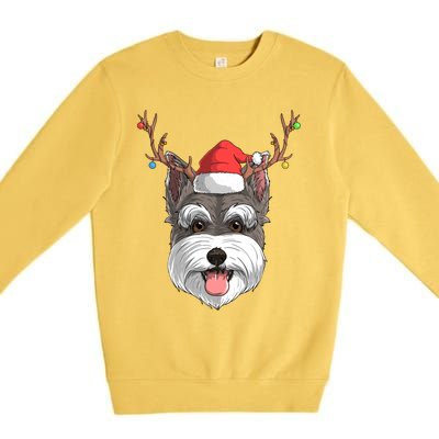 Schnauzer Dog Santa Claus Hat Christmas Xmas Reindeer Gift Premium Crewneck Sweatshirt