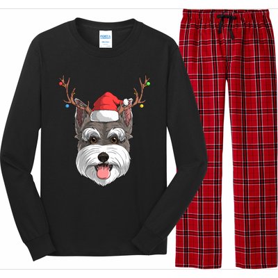 Schnauzer Dog Santa Claus Hat Christmas Xmas Reindeer Gift Long Sleeve Pajama Set