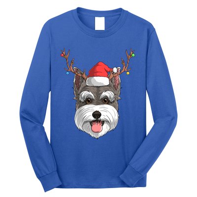 Schnauzer Dog Santa Claus Hat Christmas Xmas Reindeer Gift Long Sleeve Shirt