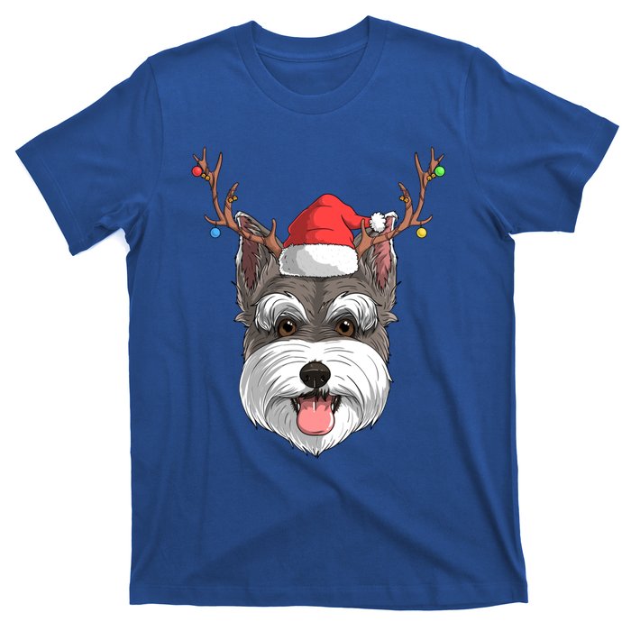 Schnauzer Dog Santa Claus Hat Christmas Xmas Reindeer Gift T-Shirt