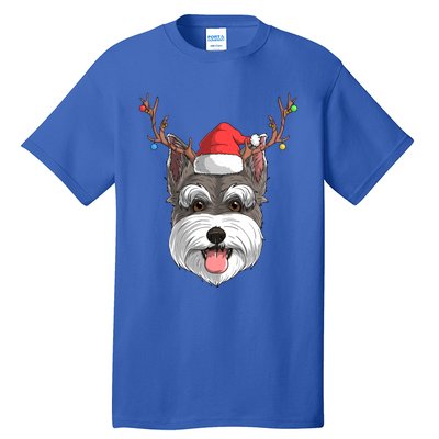 Schnauzer Dog Santa Claus Hat Christmas Xmas Reindeer Gift Tall T-Shirt