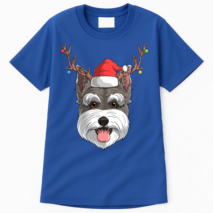 Schnauzer Dog Santa Claus Hat Christmas Xmas Reindeer Gift Tall T-Shirt