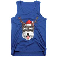 Schnauzer Dog Santa Claus Hat Christmas Xmas Reindeer Gift Tank Top