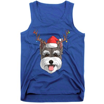 Schnauzer Dog Santa Claus Hat Christmas Xmas Reindeer Gift Tank Top