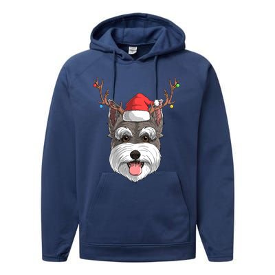 Schnauzer Dog Santa Claus Hat Christmas Xmas Reindeer Gift Performance Fleece Hoodie