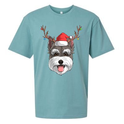 Schnauzer Dog Santa Claus Hat Christmas Xmas Reindeer Gift Sueded Cloud Jersey T-Shirt