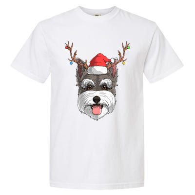 Schnauzer Dog Santa Claus Hat Christmas Xmas Reindeer Gift Garment-Dyed Heavyweight T-Shirt