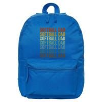 Softball Dad Softball Dad Gift 16 in Basic Backpack