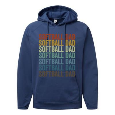 Softball Dad Softball Dad Gift Performance Fleece Hoodie