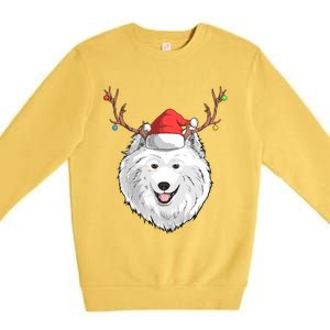 Samoyed Dog Santa Claus Hat Christmas Xmas Holiday Reindeer Cool Gift Premium Crewneck Sweatshirt