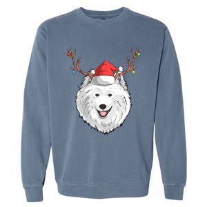 Samoyed Dog Santa Claus Hat Christmas Xmas Holiday Reindeer Cool Gift Garment-Dyed Sweatshirt