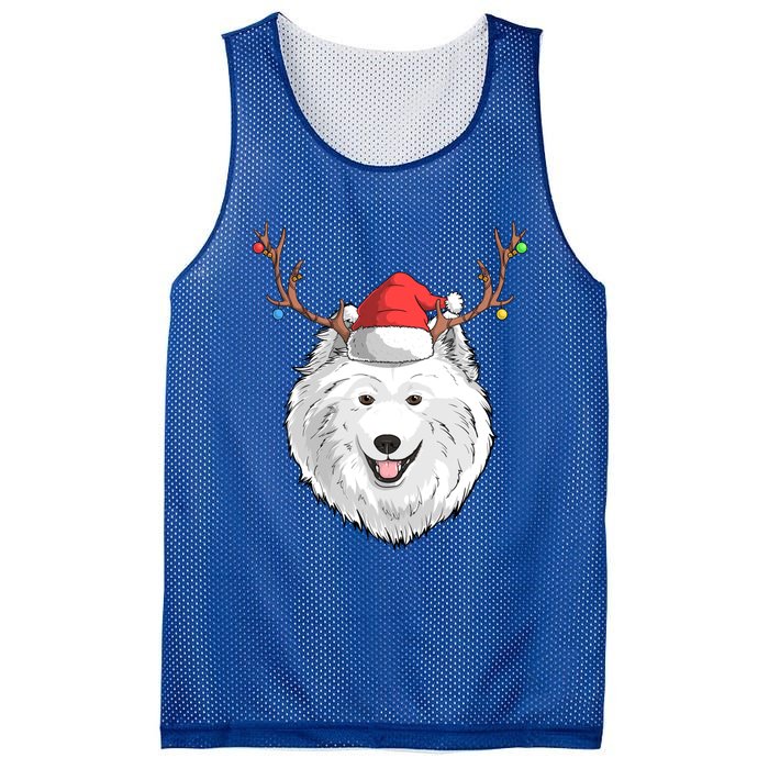 Samoyed Dog Santa Claus Hat Christmas Xmas Holiday Reindeer Cool Gift Mesh Reversible Basketball Jersey Tank