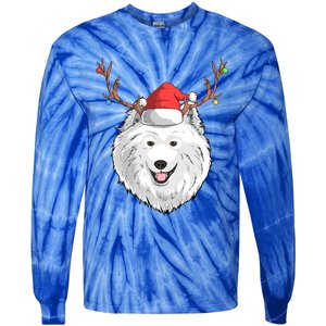 Samoyed Dog Santa Claus Hat Christmas Xmas Holiday Reindeer Cool Gift Tie-Dye Long Sleeve Shirt