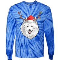 Samoyed Dog Santa Claus Hat Christmas Xmas Holiday Reindeer Cool Gift Tie-Dye Long Sleeve Shirt