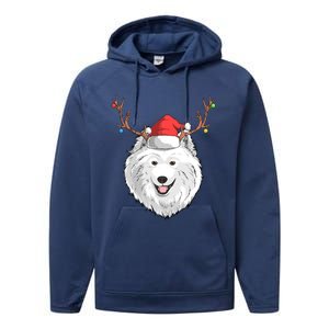 Samoyed Dog Santa Claus Hat Christmas Xmas Holiday Reindeer Cool Gift Performance Fleece Hoodie