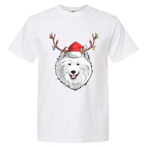 Samoyed Dog Santa Claus Hat Christmas Xmas Holiday Reindeer Cool Gift Garment-Dyed Heavyweight T-Shirt