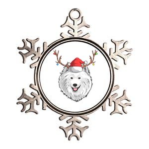 Samoyed Dog Santa Claus Hat Christmas Xmas Holiday Reindeer Cool Gift Metallic Star Ornament