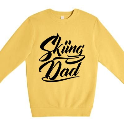 Skiing Dad Ski Skier Father Cute Gift Premium Crewneck Sweatshirt