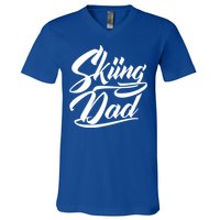 Skiing Dad Ski Skier Father Cute Gift V-Neck T-Shirt