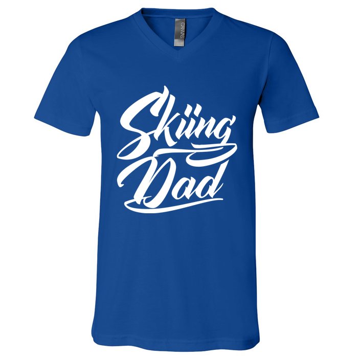 Skiing Dad Ski Skier Father Cute Gift V-Neck T-Shirt