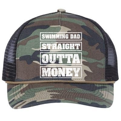 Swimming Dad Straight Outta Money Funny Swimming Fathers Day Meaningful Gift Retro Rope Trucker Hat Cap