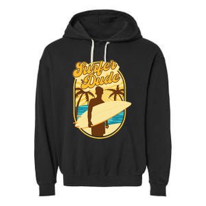 Surfer Dude Surfing Surfboarding Lover Sunset Beach Waves Garment-Dyed Fleece Hoodie