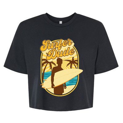 Surfer Dude Surfing Surfboarding Lover Sunset Beach Waves Bella+Canvas Jersey Crop Tee