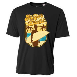 Surfer Dude Surfing Surfboarding Lover Sunset Beach Waves Cooling Performance Crew T-Shirt