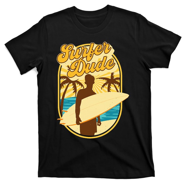 Surfer Dude Surfing Surfboarding Lover Sunset Beach Waves T-Shirt