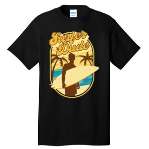 Surfer Dude Surfing Surfboarding Lover Sunset Beach Waves Tall T-Shirt