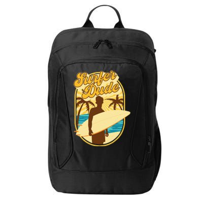 Surfer Dude Surfing Surfboarding Lover Sunset Beach Waves City Backpack