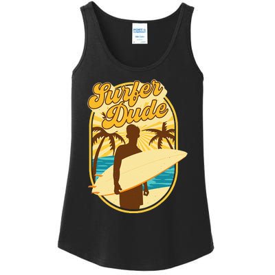 Surfer Dude Surfing Surfboarding Lover Sunset Beach Waves Ladies Essential Tank