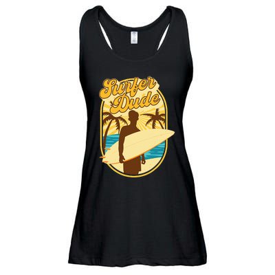 Surfer Dude Surfing Surfboarding Lover Sunset Beach Waves Ladies Essential Flowy Tank