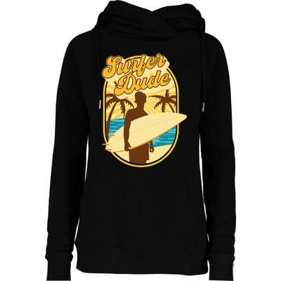 Surfer Dude Surfing Surfboarding Lover Sunset Beach Waves Womens Funnel Neck Pullover Hood