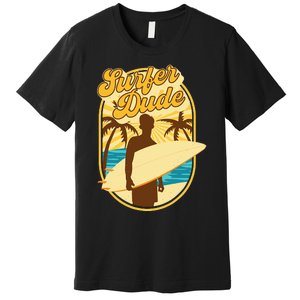 Surfer Dude Surfing Surfboarding Lover Sunset Beach Waves Premium T-Shirt