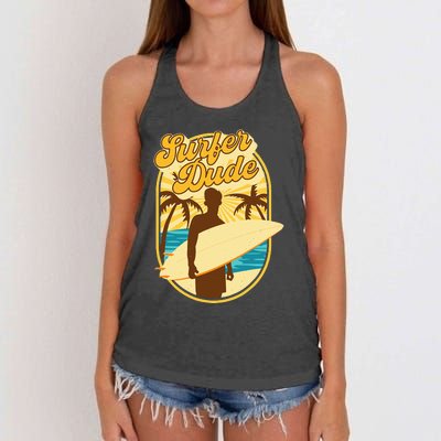 Surfer Dude Surfing Surfboarding Lover Sunset Beach Waves Women's Knotted Racerback Tank