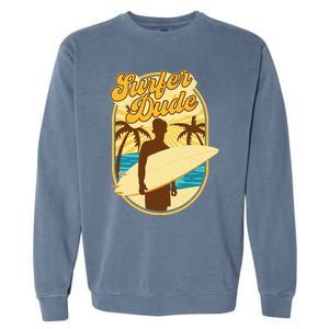 Surfer Dude Surfing Surfboarding Lover Sunset Beach Waves Garment-Dyed Sweatshirt