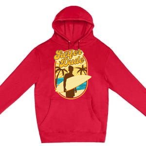 Surfer Dude Surfing Surfboarding Lover Sunset Beach Waves Premium Pullover Hoodie