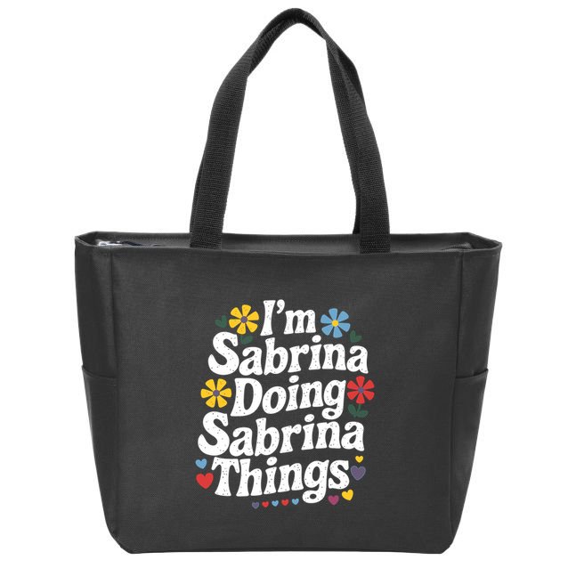 Sabrina Doing Sabrina Things Personalized Name Zip Tote Bag