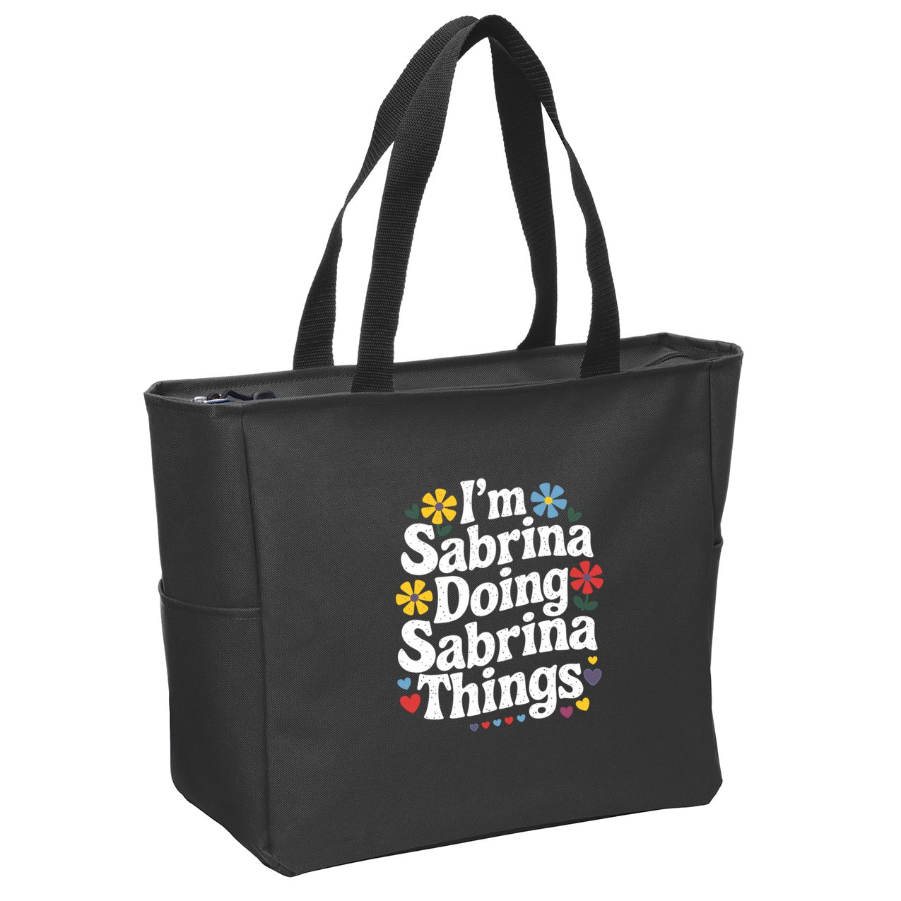 Sabrina Doing Sabrina Things Personalized Name Zip Tote Bag
