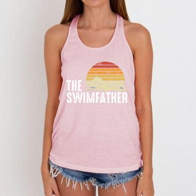 Swimming Dad – Swimming Pool Lover Swimmer Sport Daddy Gift Women's Knotted Racerback Tank